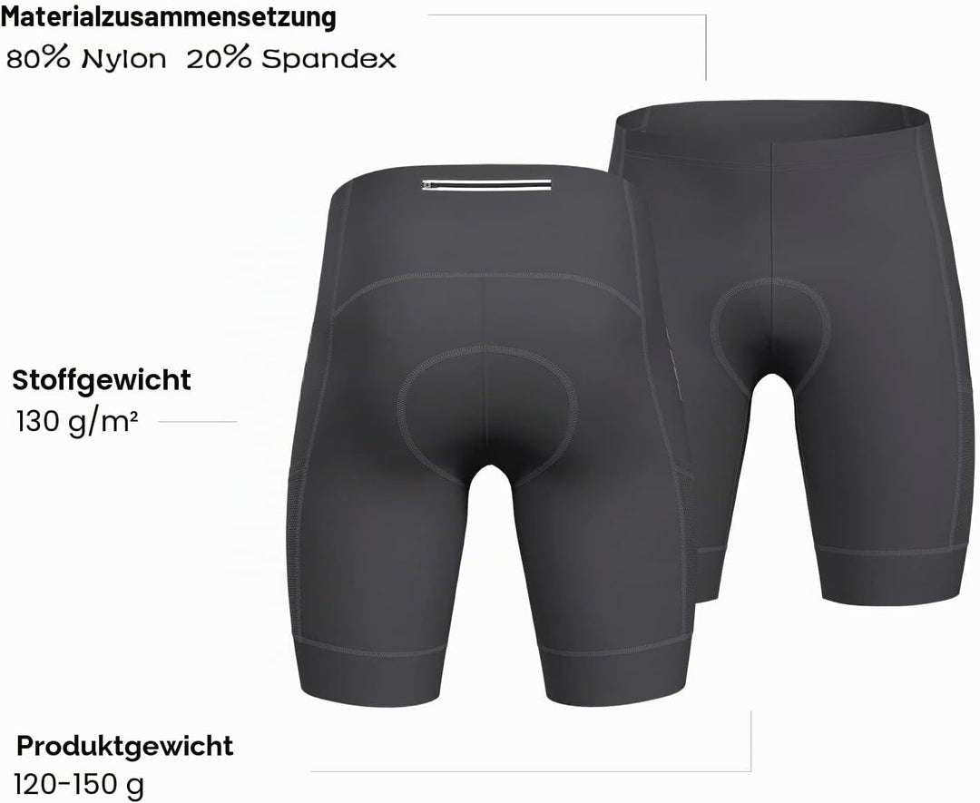 Lo.gas Radhose Herren Kurz Gepolstert 4D Fahrradhose Herren Kurz Gepolstert Schnelltrockende Elastis