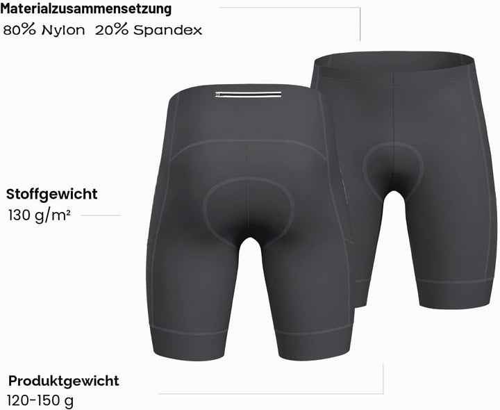 Lo.gas Radhose Herren Kurz Gepolstert 4D Fahrradhose Herren Kurz Gepolstert Schnelltrockende Elastis
