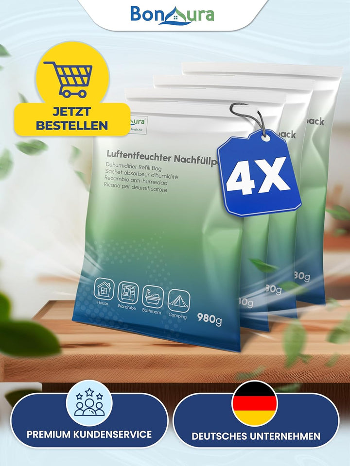 BonAura® AirOne Max Luftentfeuchter ohne Strom bis 33m² I 360° Belüftung I Raumentfeuchter mit Ausgi