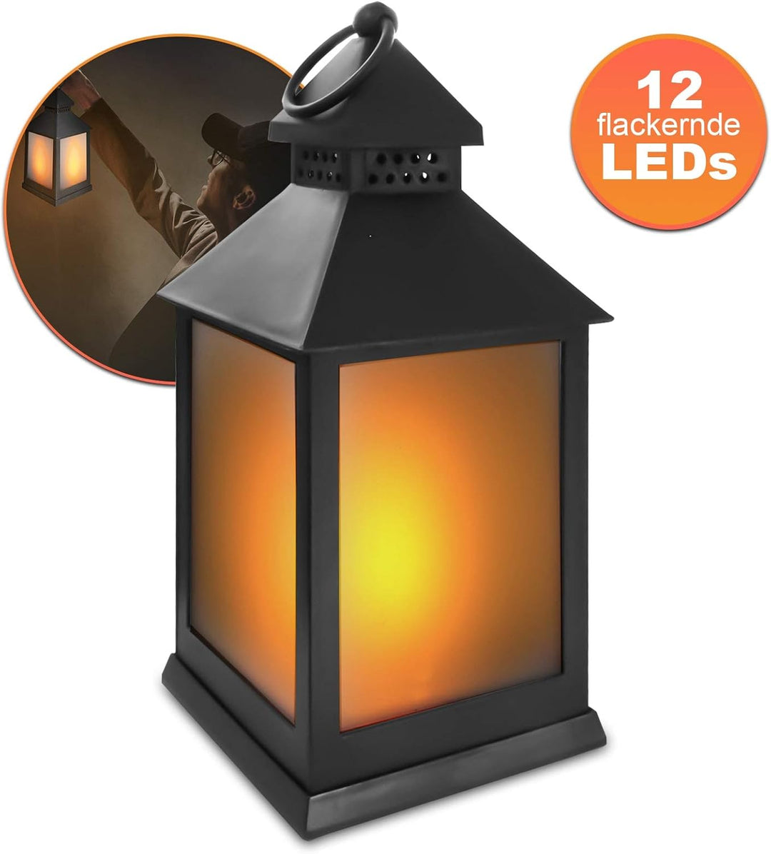 Eaxus® 4er Set LED Laterne für Draussen - Notfallleuchte Blackout. Windlicht mit Flammeneffekt Kerze