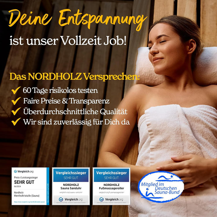 Sauna Eimer mit Kelle aus 100% nordischer Fichte - Hochwertiges Sauna Zubehör - Einsatz, Hanftragese
