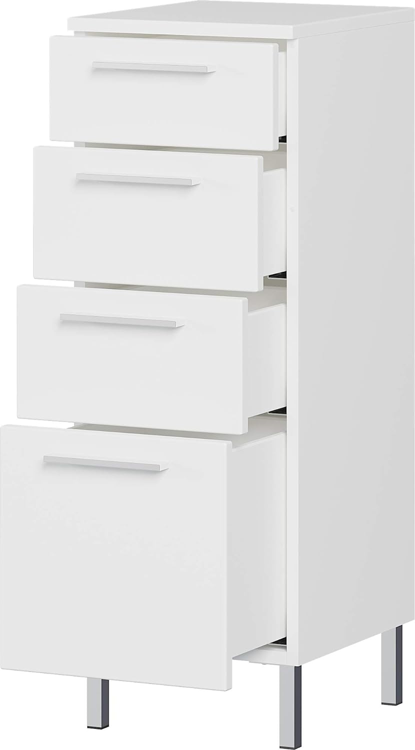 Germania Unterschrank 8297-84 GW-Arvada, in weiss, mit Vier Schubkästen, 30x86x35 cm (BxHxT) Untersc