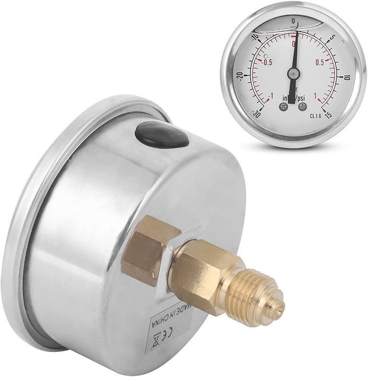 Dual Scale Manometer 1/4 BSP Back Mount Manometer Radialölgefülltes Vakuum Druckmessgerät