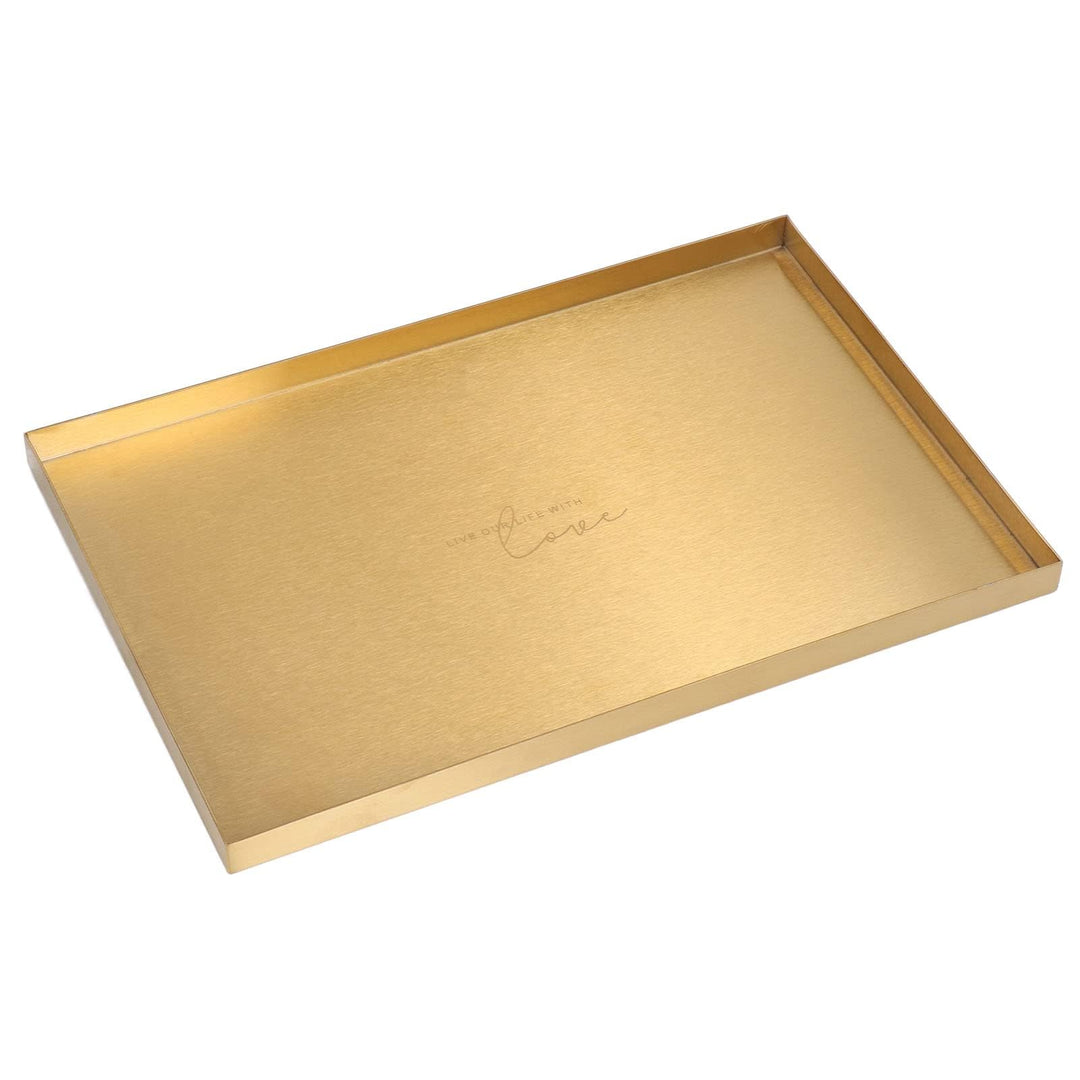 Nikou Modernes Metall-Goldplatten-Rechteck-Aufbewahrungstablett Kosmetik-Schmuck-Display-Edelstahl-T