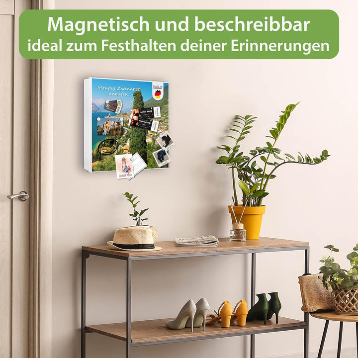 banjado® Grosser Schlüsselkasten Glas/Schlüsselbox 30cm x 30cm mit 50 Haken - Motiv Gardasee/Schlüss