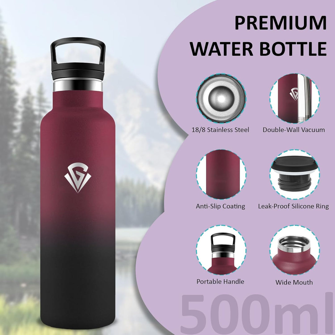Trinkflasche Edelstahl- 500ml- Wasserflasche- Trinkflasche Auslaufsicher- Wasser Flasche mit Strohha