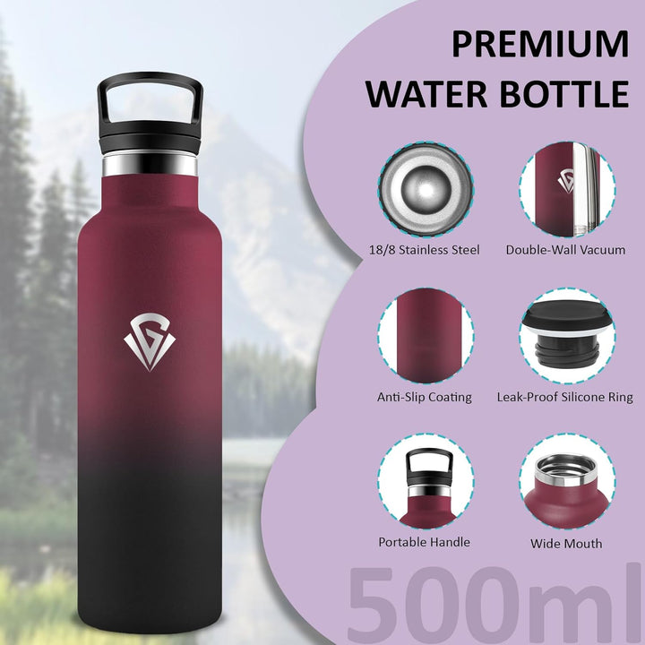Trinkflasche Edelstahl- 500ml- Wasserflasche- Trinkflasche Auslaufsicher- Wasser Flasche mit Strohha