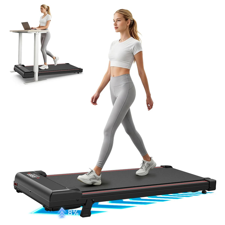 HomeFitnessCode Walking Pad Laufband mit Neigung - Laufpad für Zuhause Steigung 1-8 KM/H Walkpad Unt