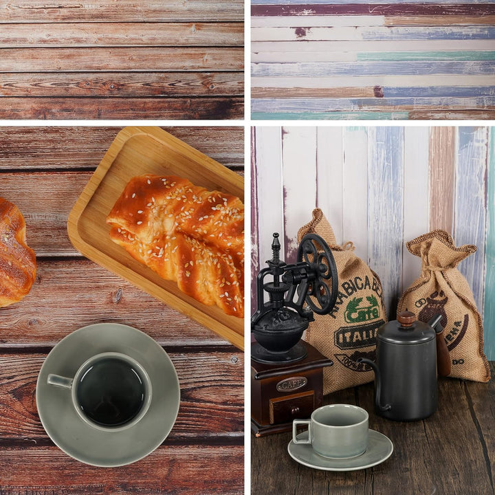 Selens 3 Stück 2 in 1 Hintergrund Marmor Mehrfarbig Holzmaserung und Betonzementwand 56x88cm Flat La