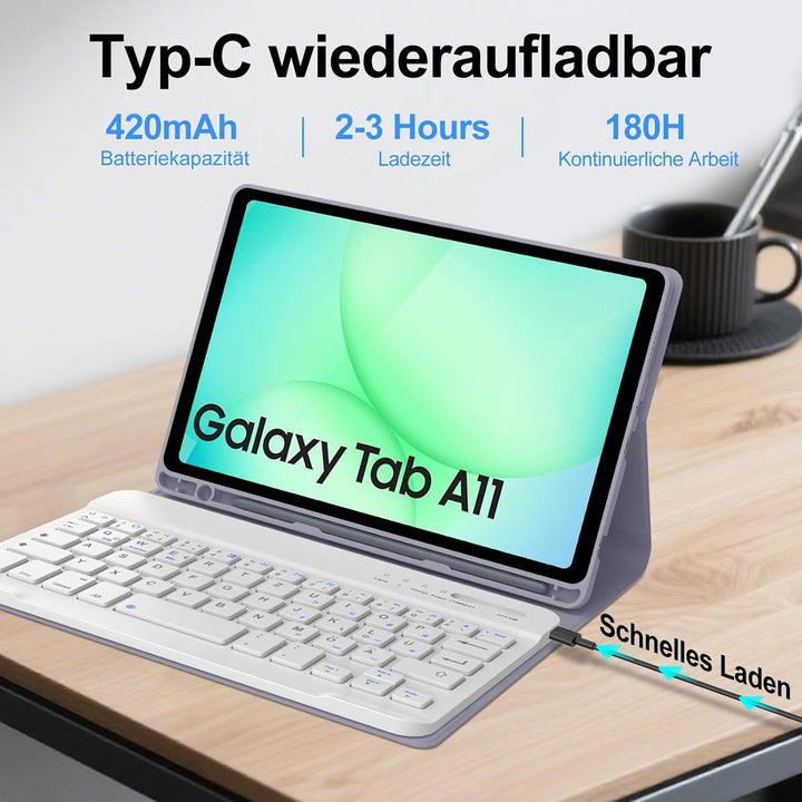 Tastatur für Samsung Galaxy Tab A11 8.7 Zoll 2025/A9 2023, Hülle mit Tastatur für Samsung Tab A11 Ma