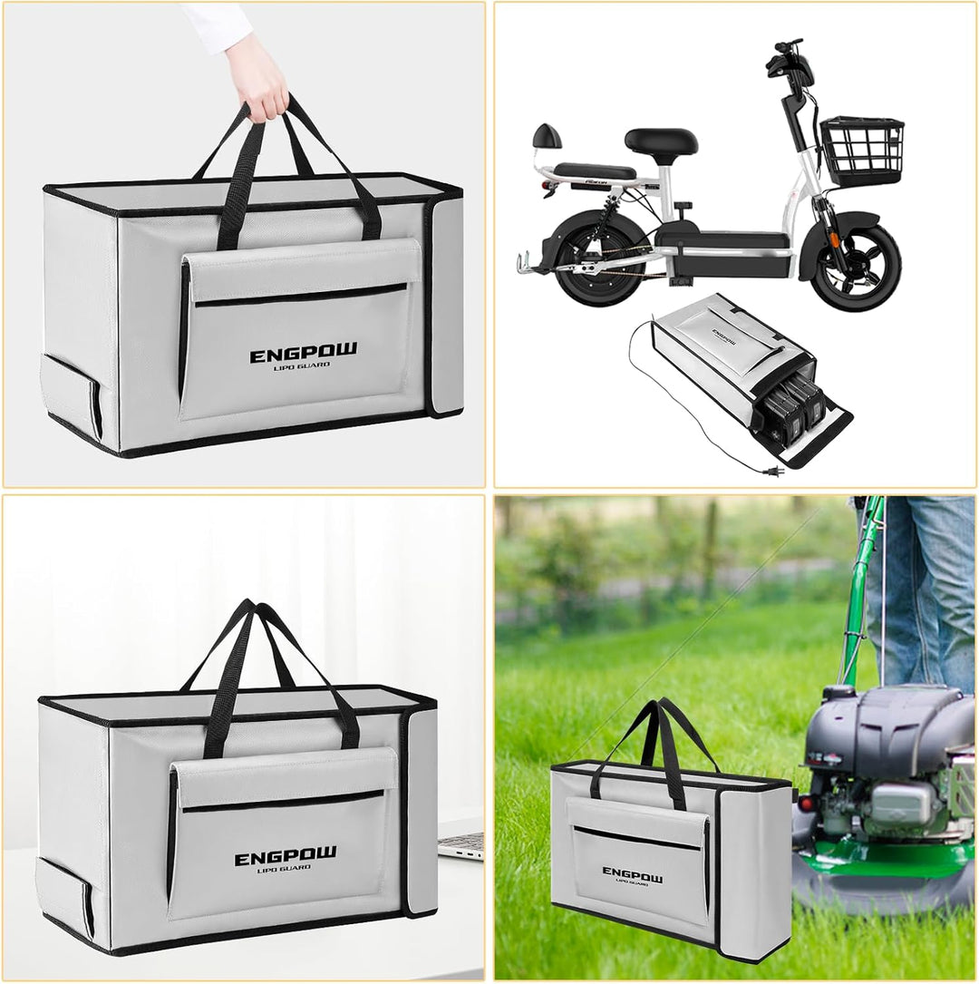 Akku Tasche Ebike Batterie Tasche Feuerfeste bis 2000°F Explosionsgeschützte Lipo Bag kompatibel mit