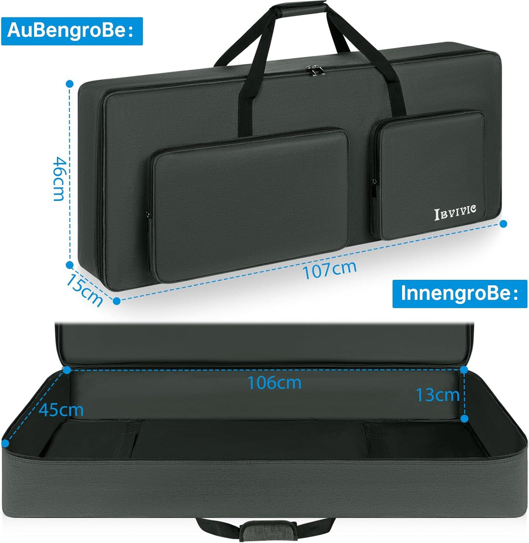 OUUTMEE 61 Keyboard Tasche Zwei Möglichkeiten Zum Tragen,107 x 45 x 16 cm Keyboard Piano Tasche,600D