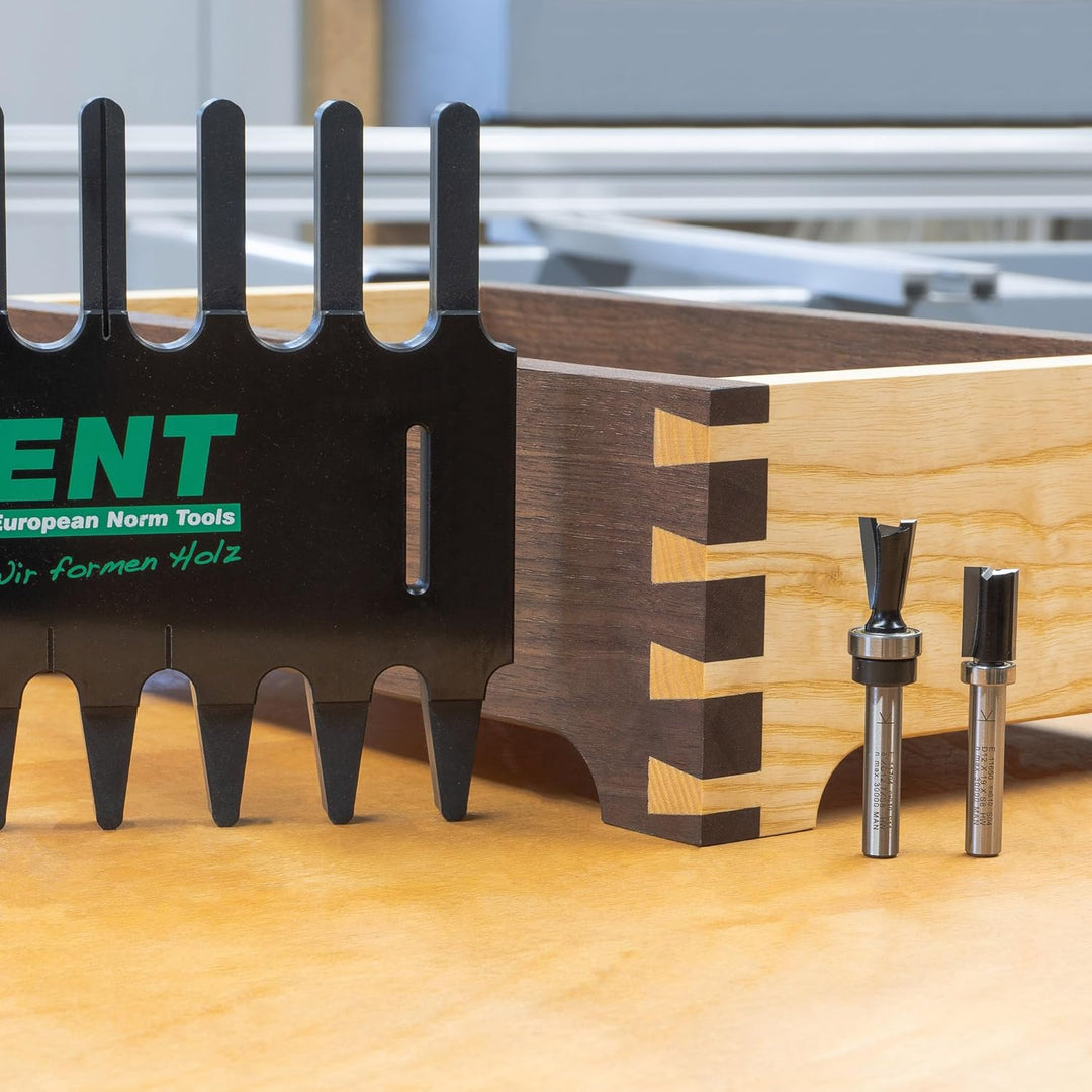 ENT 09052 metrische Zinkenfrässchablone mit 2-tlg. Fräser-Set, für hochwertige Zinkenverbindungen, i