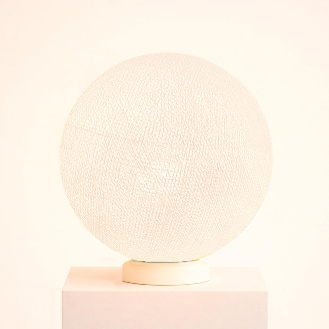 CREATIVECOTTON LED handgearbeitete Stehleuchte mit Lampenschirm aus Baumwolle (Weiss, 25 cm) Weiss 2