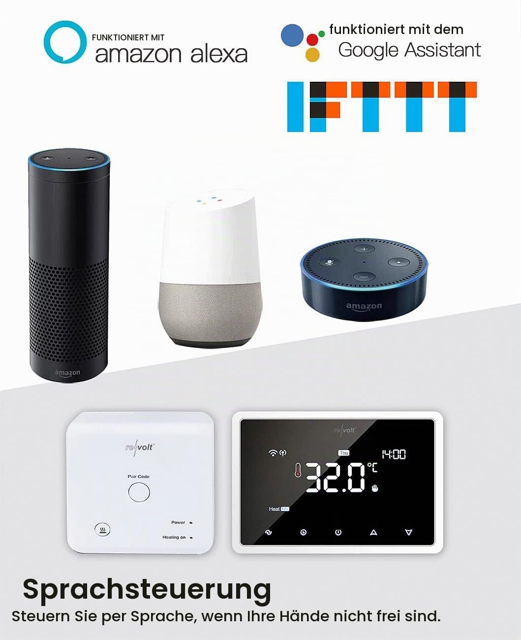 revolt Funk Raumthermostat: Funk-Thermostat mit WLAN und App für Gastherme und Wasserboiler (Raumthe