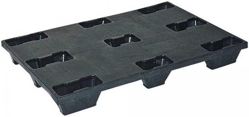 Leichtpalette, Euromass LxBxH 1200x800x140 mm, schwarz, geschl. Deck, nestbar