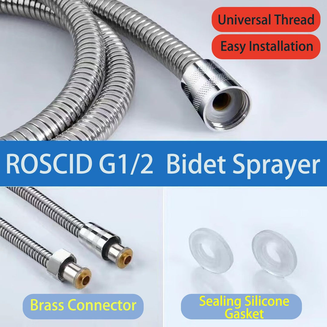 Roscid Handheld Bad Bidet Sprayer Set mit 3 Wege Wasserhahn Bidet Sprayer mit 2M Schlauch mit G1/2 W