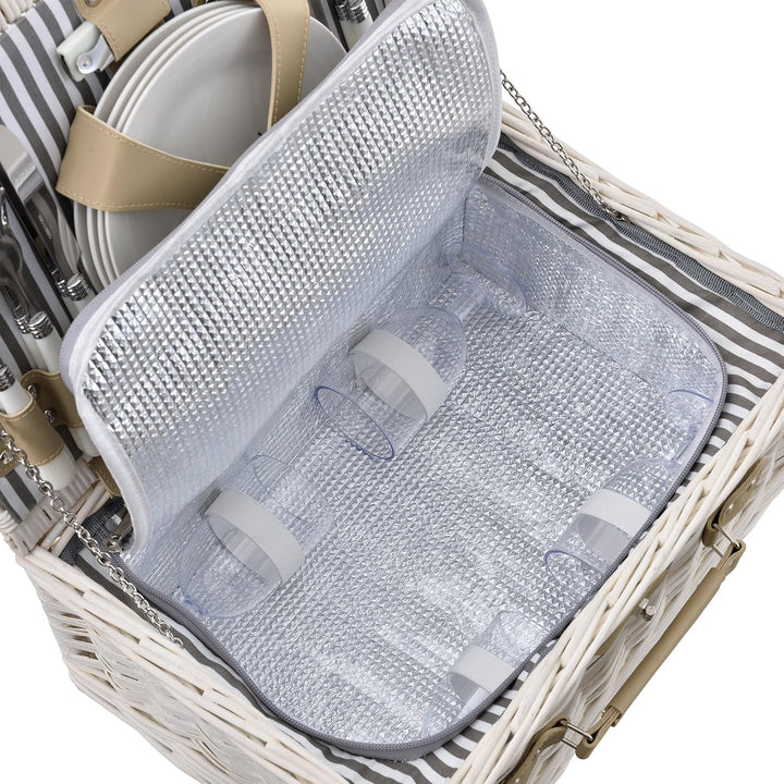 casa.pro Picknickkorb für 4 Personen Picknick-Set mit Kühltasche inkl. Geschirr Besteck Korkenzieher