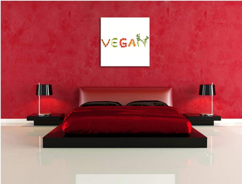 Pixxprint Vegan Gemüse, Format: 70x70 auf Leinwand, XXL riesige Bilder fertig gerahmt mit Keilrahmen