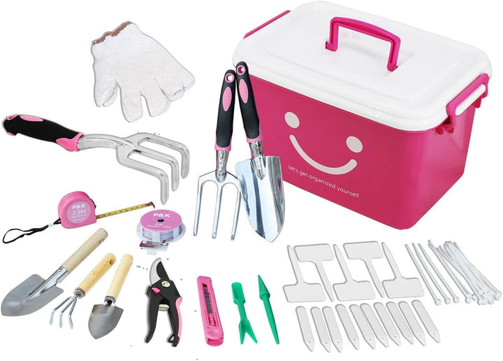 P & K Garten- und Balkonset in Pink – Umfangreiche Ausstattung in praktischer Box für blühende Grünf