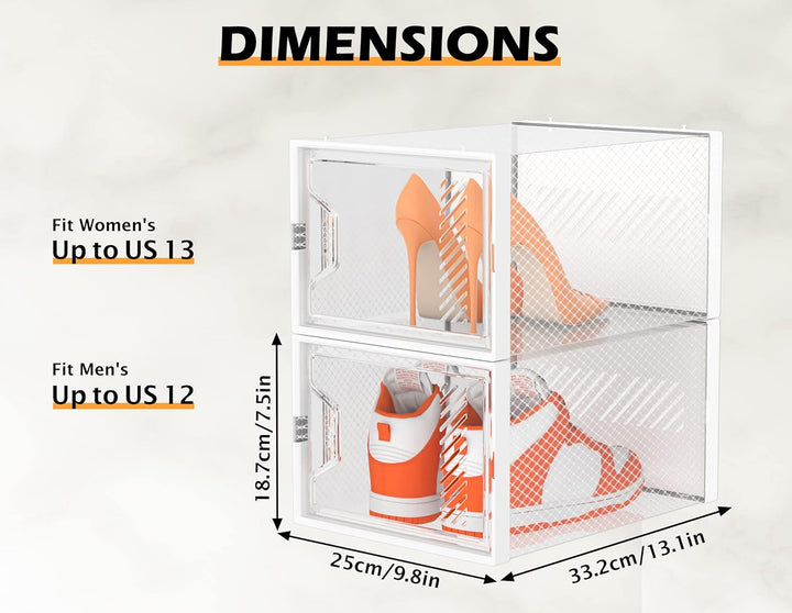 SIMPDIY Schuhaufbewahrung, 12 Stück, grosser Schuh-Organizer für Schrank, Schuhboxen, transparenter
