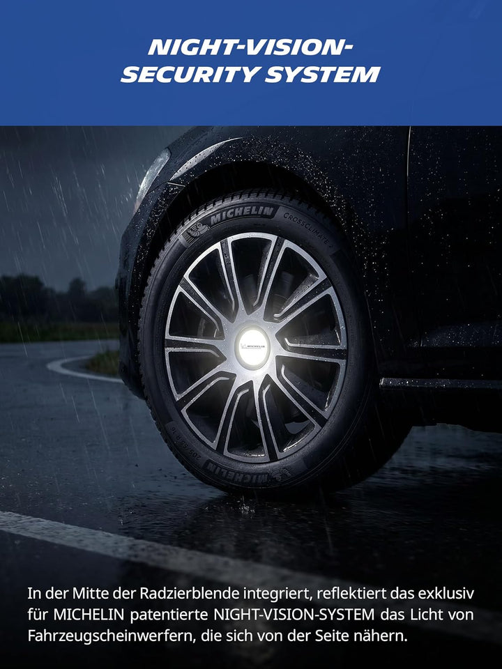 MICHELIN Radkappen 15 Zoll Universal Radzierblenden Louise 4er Set Fürs Auto ABS Kunststoff | Schwar