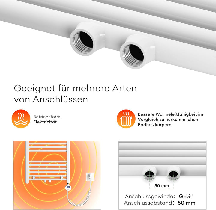 Mai &amp; Mai Badheizkörper Handtuchheizkörper 60x120 cm Weiss 60x120cm Weiss, 60x120cm Weiss