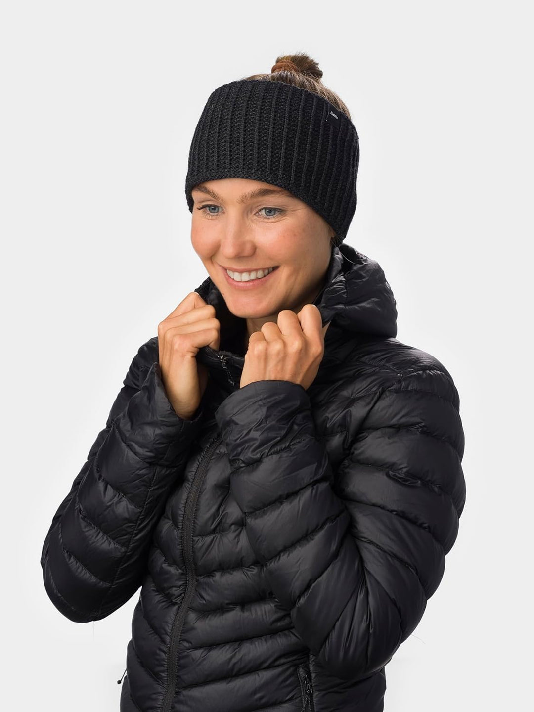 Eisbär Stirnband Herren & Damen Sorrak Schwarz - Merino Headband Unisex mit Fleece schützt vor Kälte