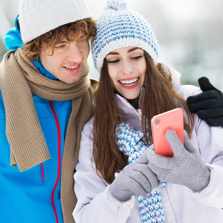 SATINIOR 2 Paar Damen Winterhandschuhe Gestrickte Touchscreen Finger Doppelschichtige Elastische Han