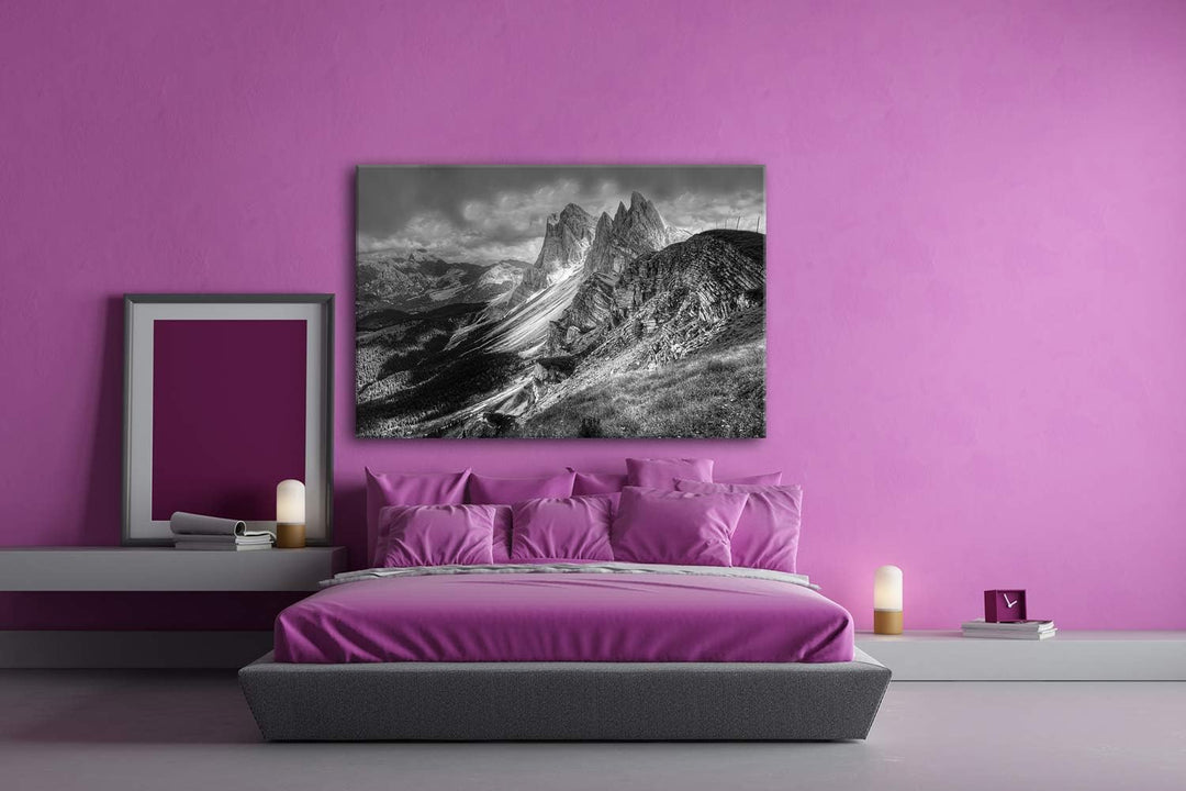 deyoli Dolomiten Format: 80x60 Effekt: Schwarz&Weiss als Leinwandbild, Motiv fertig gerahmt auf Echt