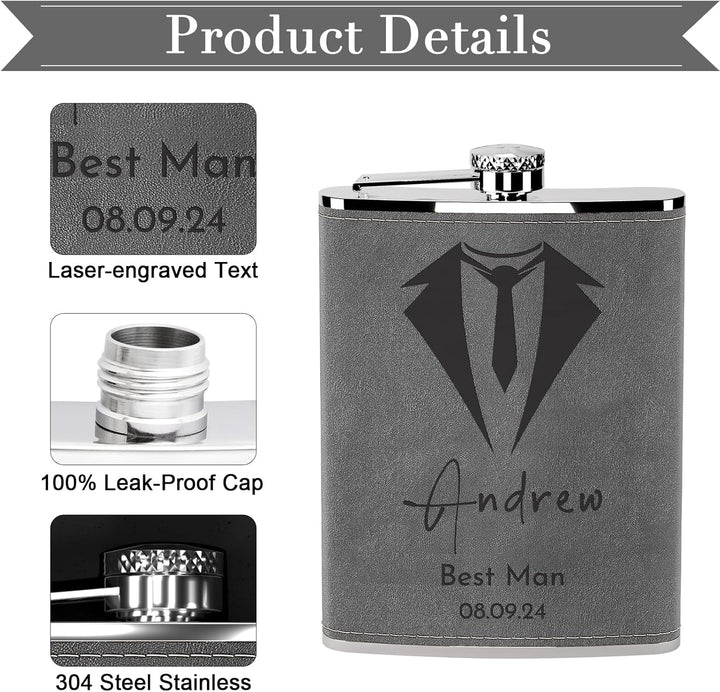 Flachmann Set mit Gravur der Berge, Flachmann Edelstahl 8oz/237ml Personalisiert für Geburtstagsgesc