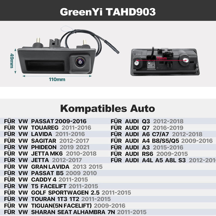 1080P Dynamischer Rückfahrkamera für Audi A4L A5 A3 Q3 Q5 RS6 VW Passat Tiguan Jetta Sharan Lavida S