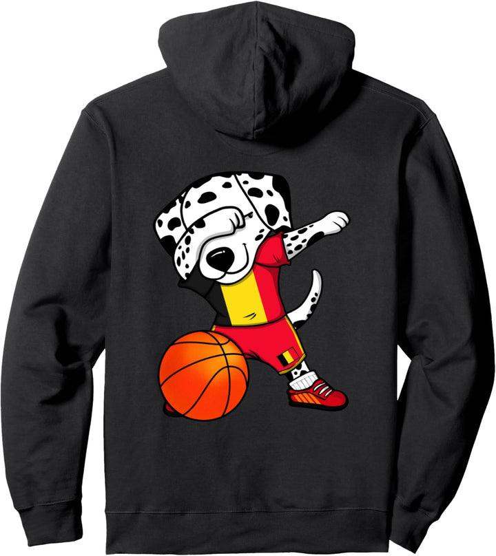 Dabbing Dalmatiner Hund Belgien Basketball Mannschaft Sport Pullover Hoodie