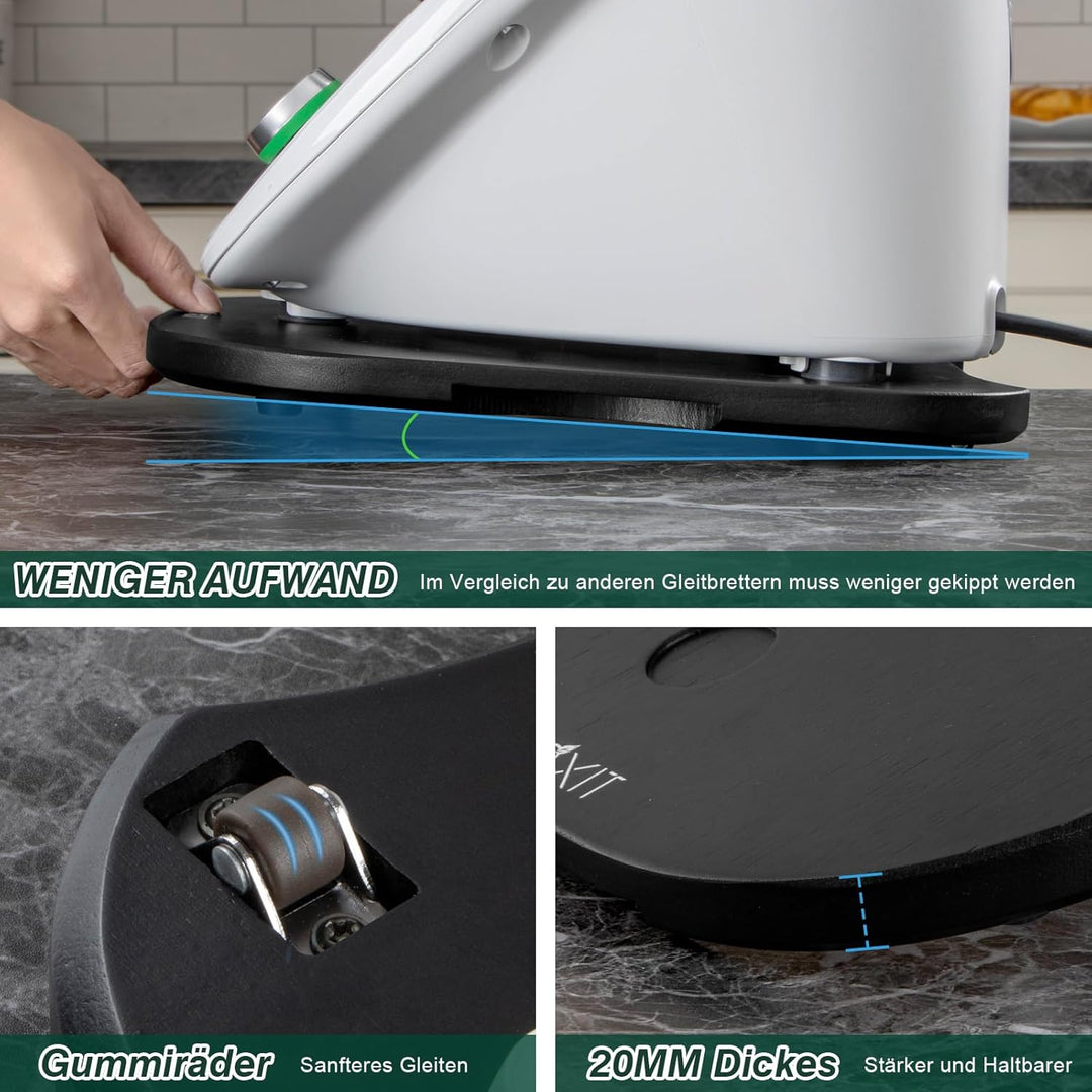 ANBOXIT Gleitbrett für Thermomix TM6/TM5, Brett für Thermomix mit Rollen, Leicht Gleitendes Bambus R