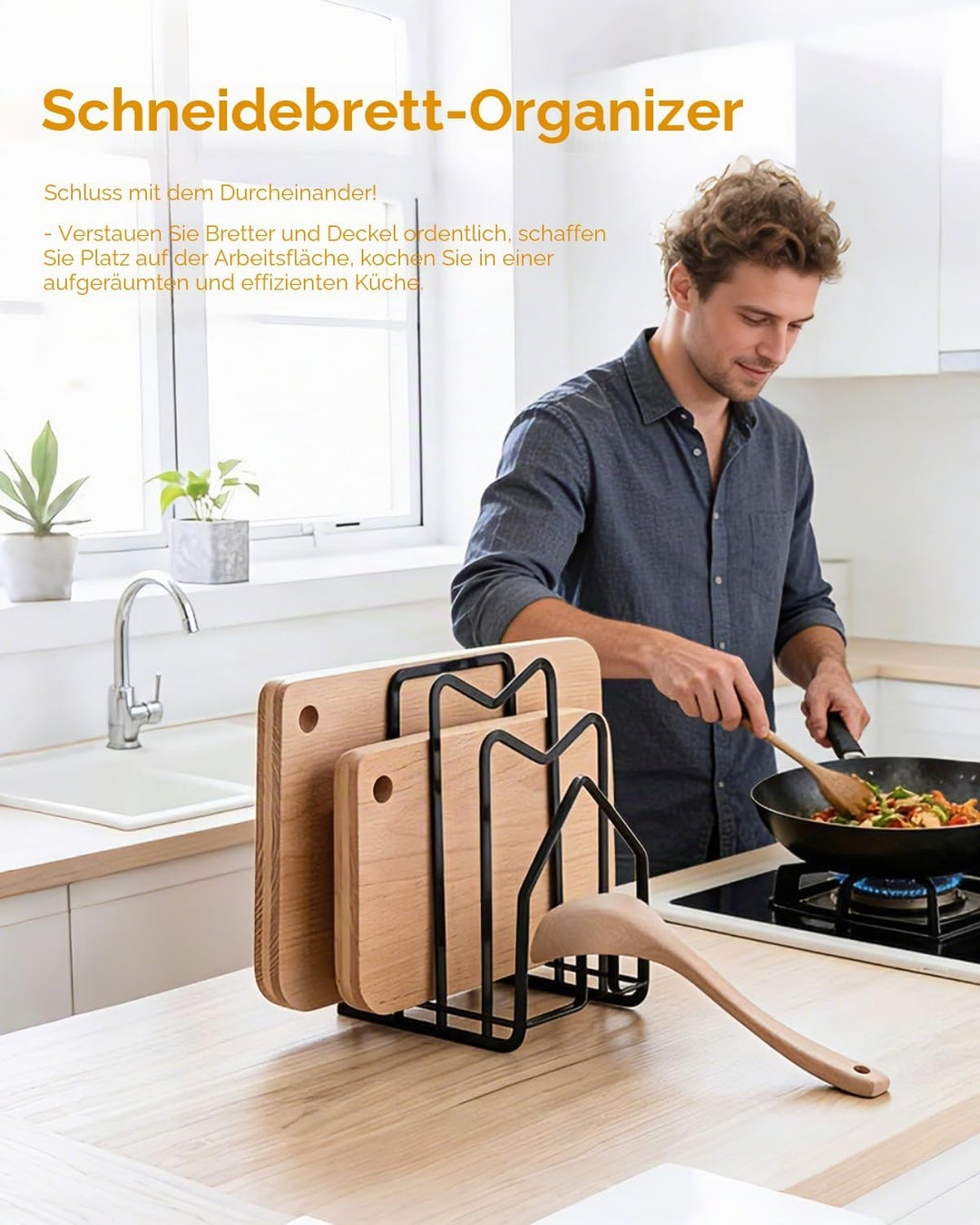 LINFIDITE Metall Schneidebrett-Rack,Schneidebrett-Organiser Ständer Halter Topfpfannendeckel-Halter