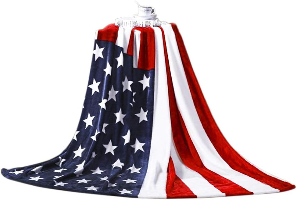 JINTN Premium Flanell Kuscheldecke Super Soft Wendedecke Wohndecke mit Amerikanische Flagge Muster D
