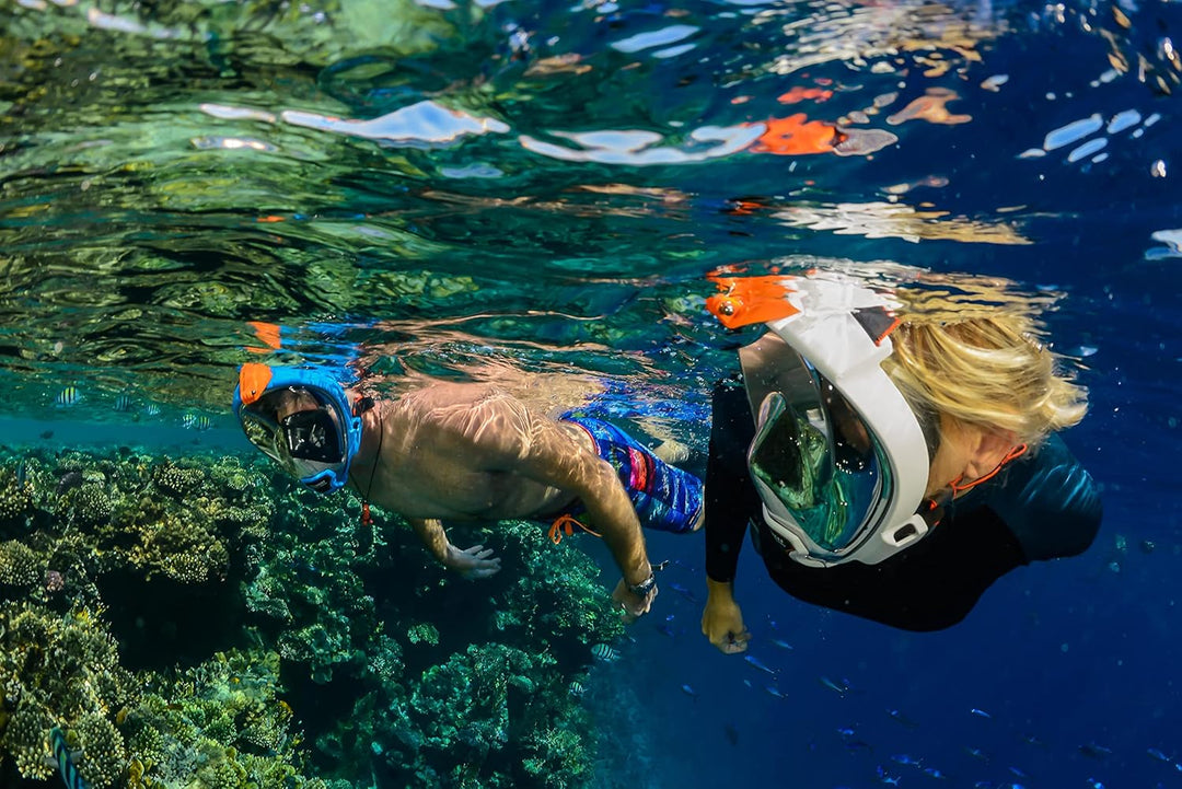 OCEAN REEF - Aria QR + Schnorchelmaske - Vollmaske mit Mundstück - Für eine bessere 180 Grad Unterwa