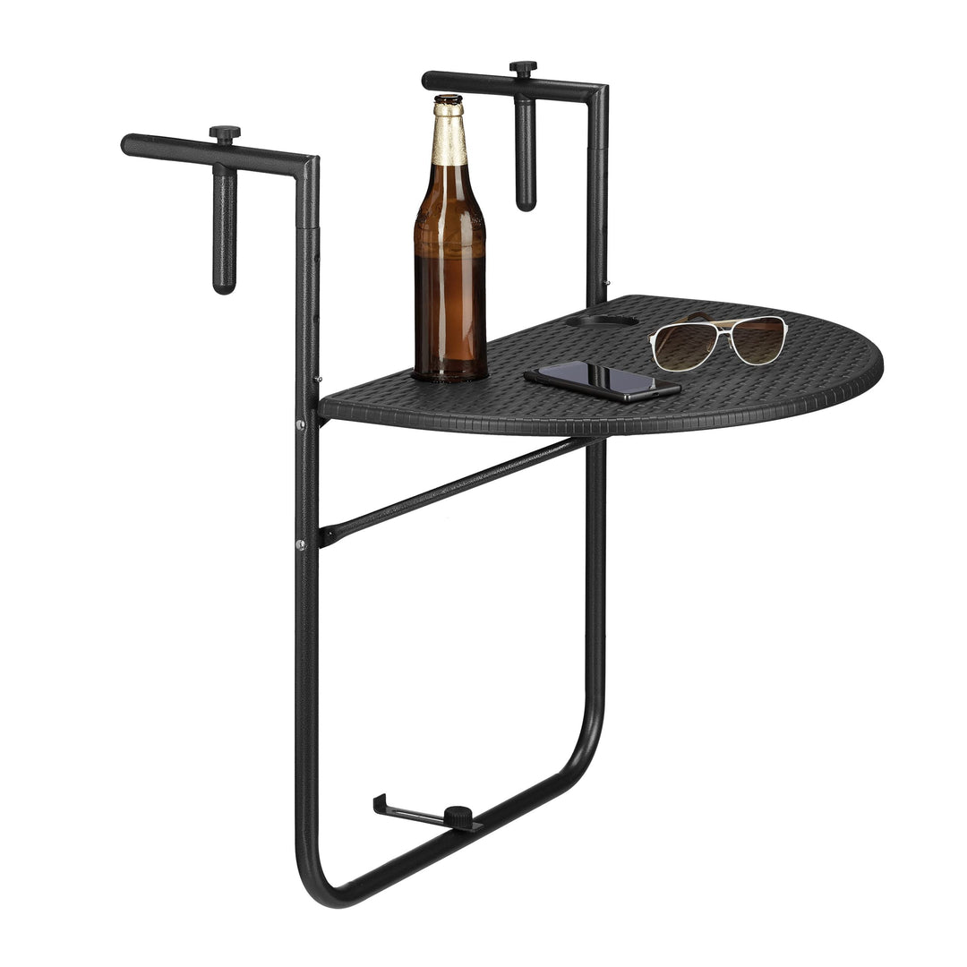 Relaxdays Balkonhängetisch BASTIAN klappbar, 3-fach höhenverstellbarer Klapptisch, Tischplatte BxT: