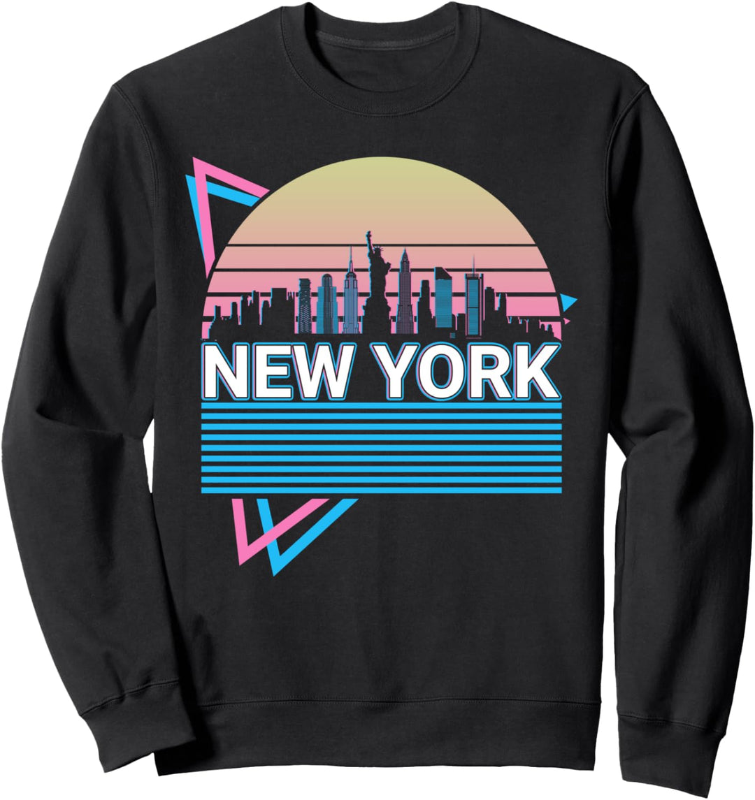 New York City Skyline Stadtbild Retro Sweatshirt