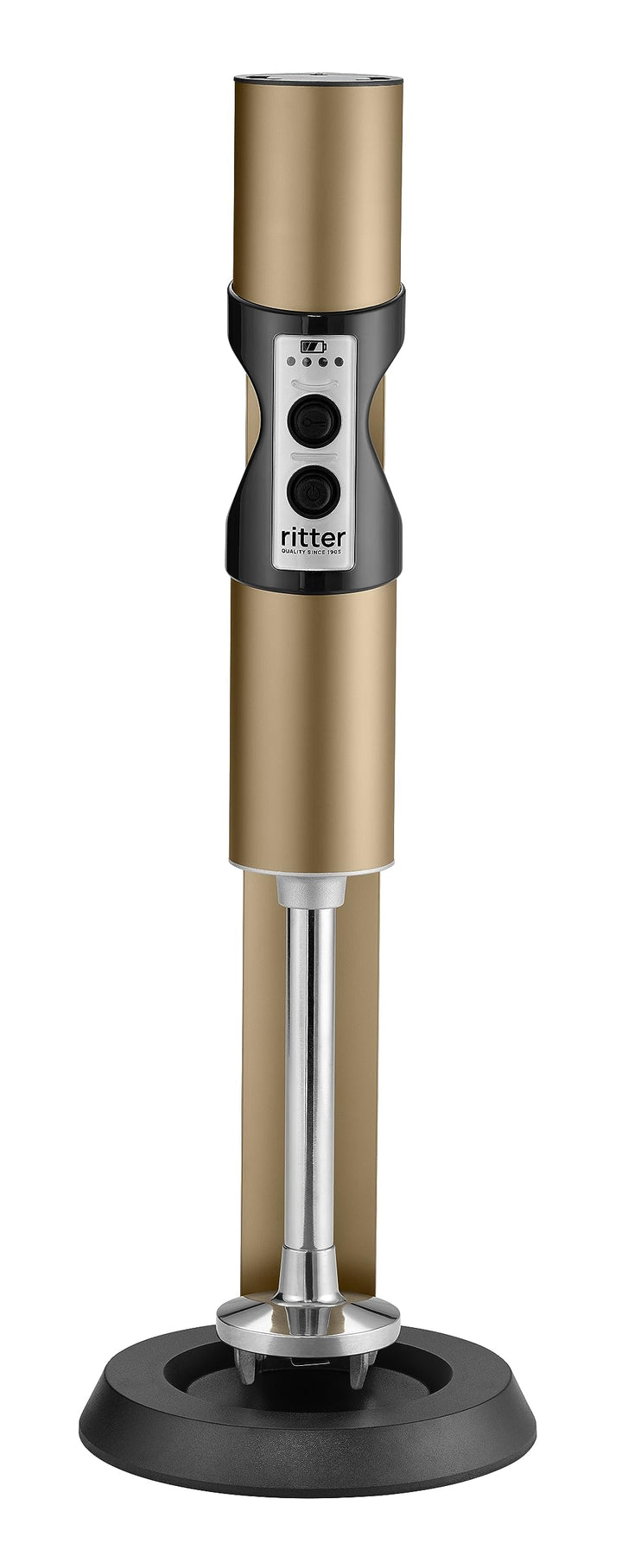 ritter stilo 7 kabelloser Stabmixer, Pürierstab mit Akku aus Vollmetall, Made in Germany, Dunkles Br