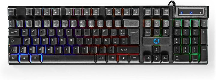 NEDIS Gaming Combo Kit - 5-in-1 - Tastatur, Headset, Maus und Mauspad - Schwarz - AZERTY - FR-Layout