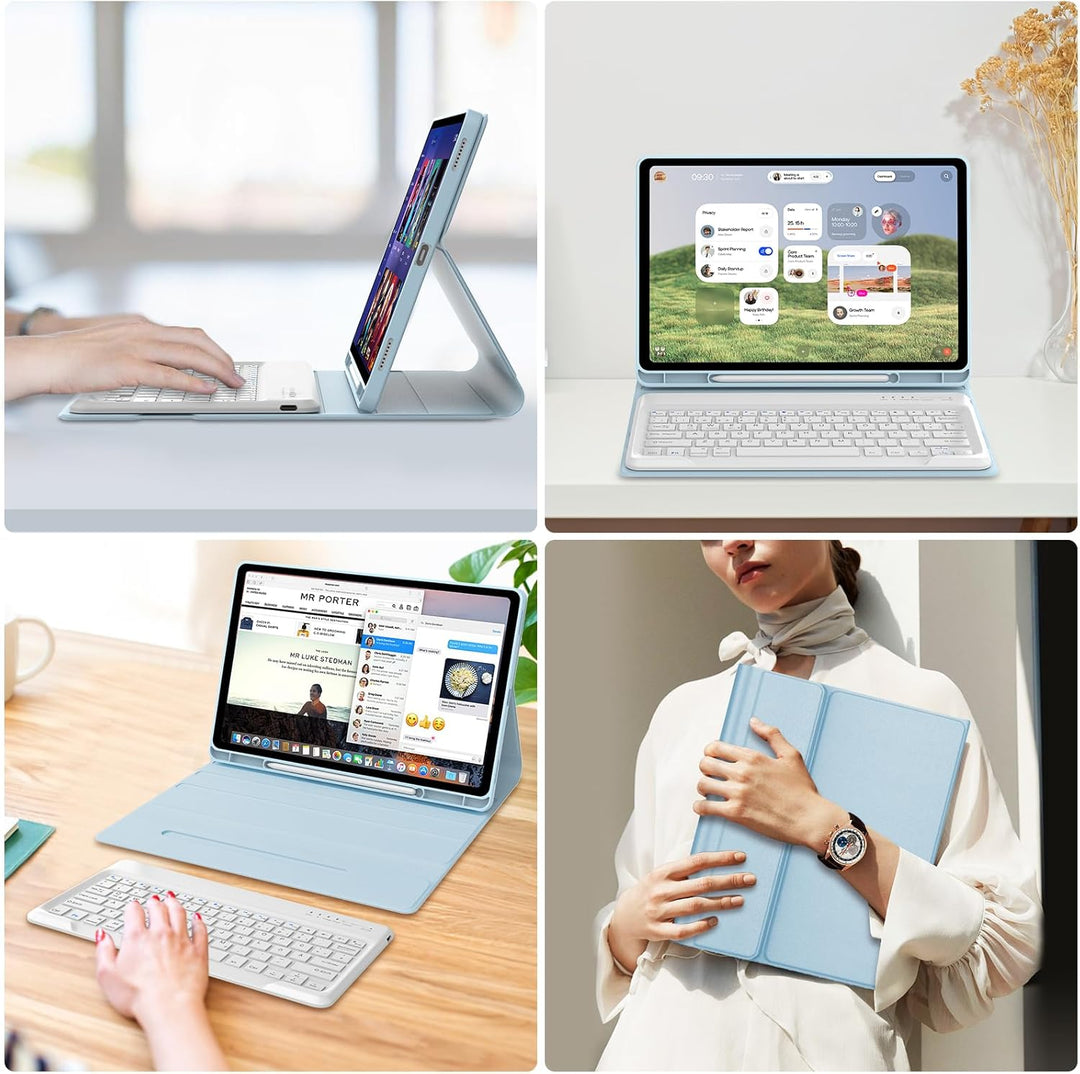 IVEOPPE Hülle mit Tastatur für Samsung Galaxy Tab S10 FE+ 13.1 Zoll, Deutsches QWERTZ-Layout, Tastat