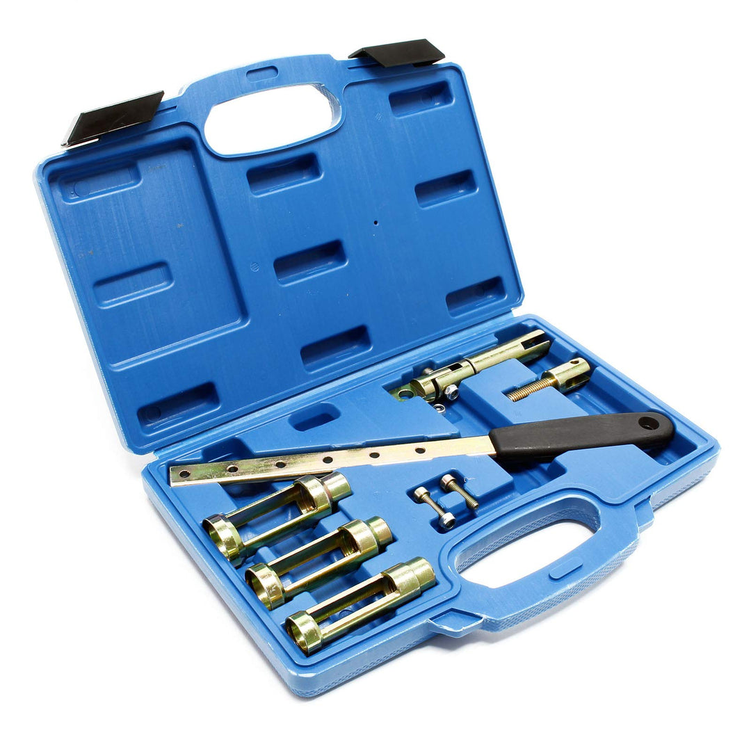 Wiltec Universal Ventilfederspanner Set 8-teilig, Ventilfederpresse für 8V, 12V, 16V Motoren, Ventil