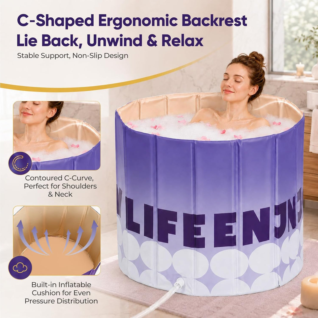 Faltbare Badewanne für Erwachsene, 80 x 68cm Portable Badewanne, Faltbare Badewanne mit 5-Schicht-Is