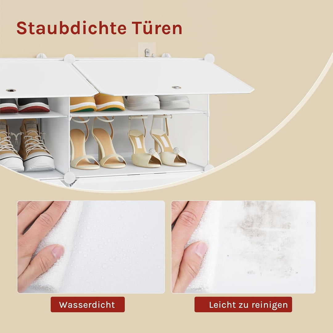 WOLTU Schuhregal 6 Fächern, Schuhschrank mit Türen, für 24 Paar Schuhe Weiss | DIY Schuhorganizer, S