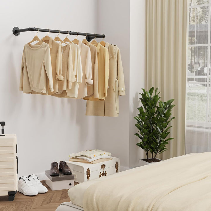 Yawinhe Industrierohr Kleiderstangen,97cm Kleiderständer für die Wand, Rustikale Kleideraufbewahrung