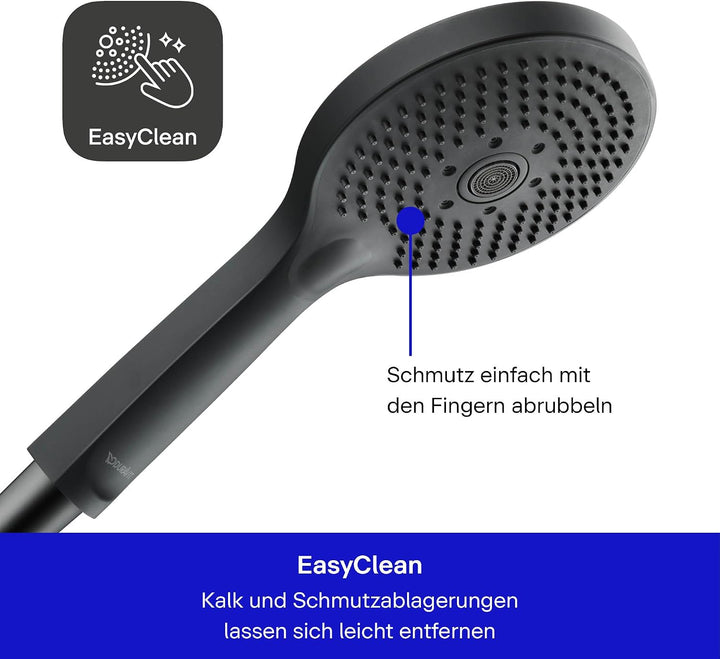 Duravit Universal Duschkopf, Duschbrause mit 3 Strahlarten (Rain, Pulse, Mono), Handbrause rund (Ø 1