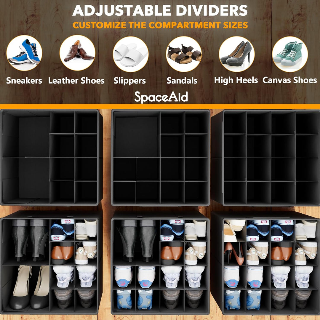 SpaceAid Schuh-Organizer für Schrank, 2 Stück, faltbare Schuhaufbewahrungsbehälter, Körbe, Boxen mit