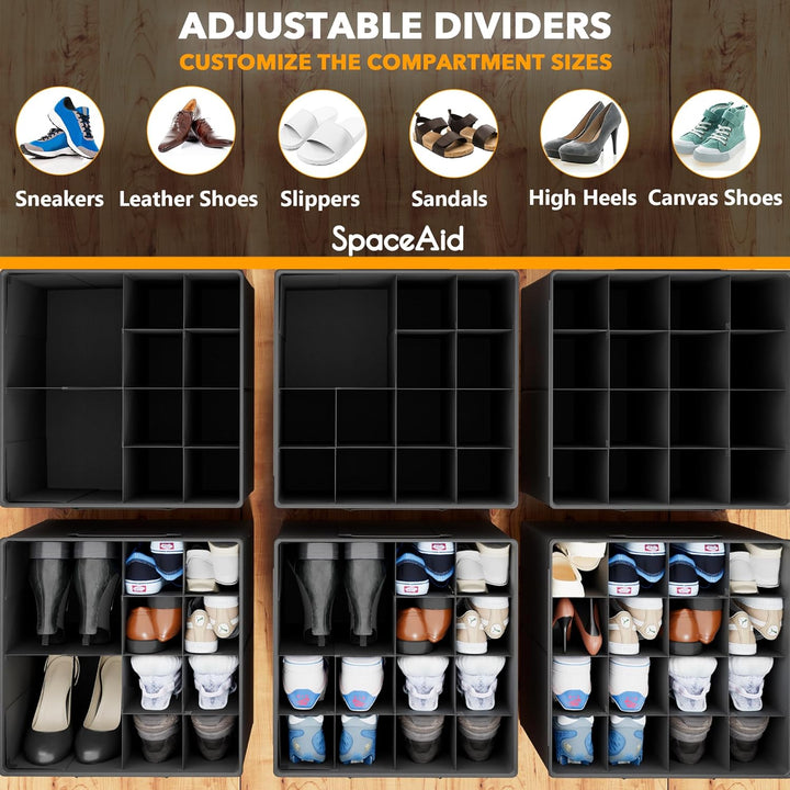 SpaceAid Schuh-Organizer für Schrank, 2 Stück, faltbare Schuhaufbewahrungsbehälter, Körbe, Boxen mit