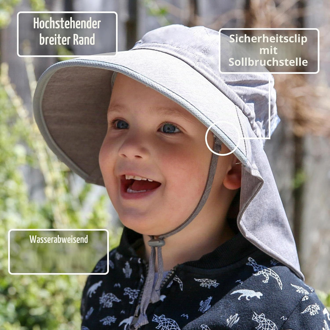 Jan &amp; Jul Kinder Grow-with-Me Aqua-Dry Abenteuer-Sonnenhut 0-6 Monate Dunkelmarineblau, 0-6 Monate D